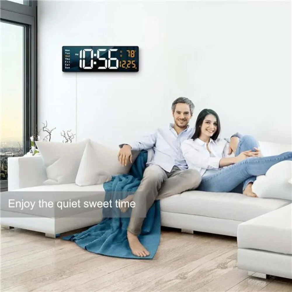 Digital Wall Clock Large Display 16.2 Inch LED Digital Clock with Remote Control